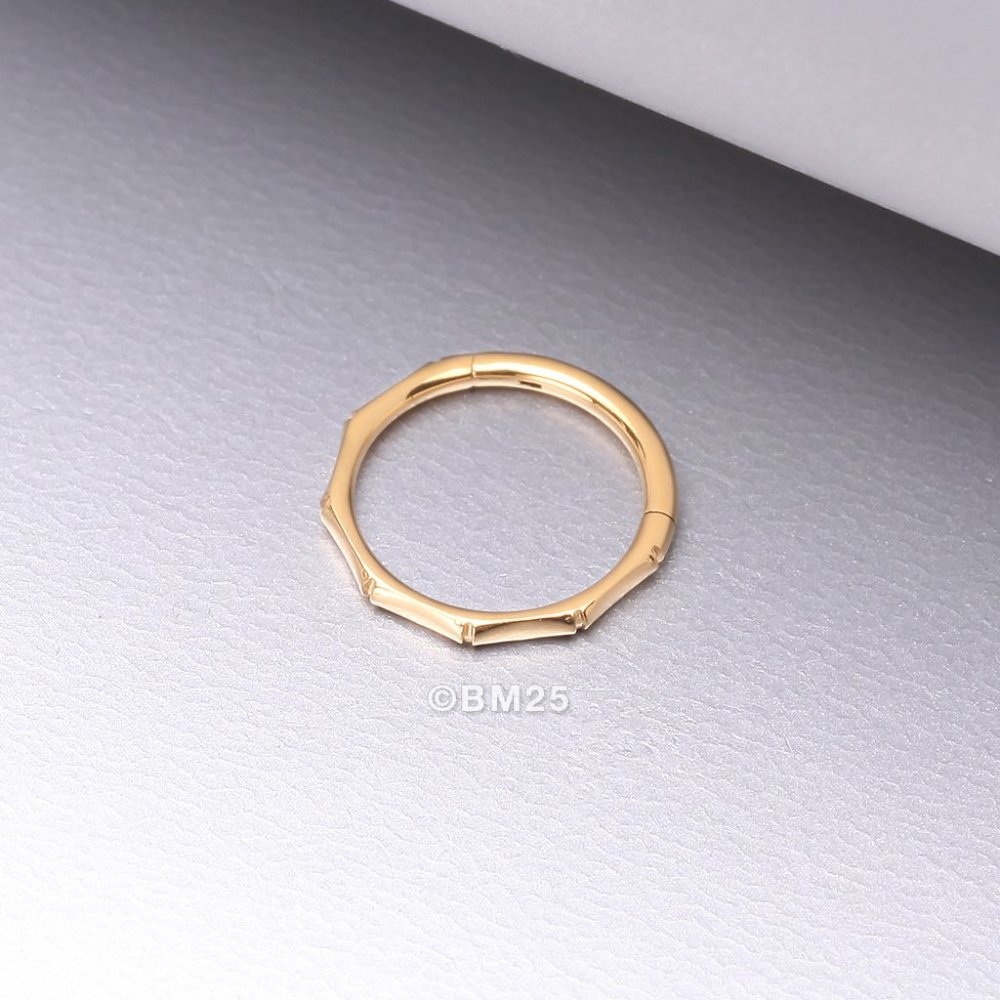 Pure24K Implant Grade Titanium Bamboo Essence Seamless Clicker Hoop Ring - 8mm